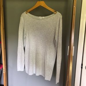Grey Ribbed Boatneck Sweater
